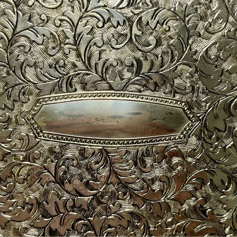 Vintage Silver Plated Engraved Trinket/ Cigarette Box Made in Japan
